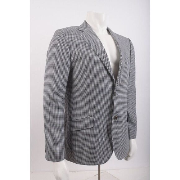 Alfredo Rodina Mens Suit Jacket Blazer Sport Coat Sz 40 Black White Checked Wool - Picture 2 of 7